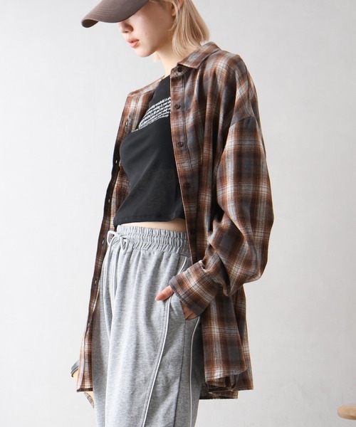 SpRay（スプレイ）の「ビエラチェック3WAYシャツ（シャツ/ブラウス・レディース・ブラック/グレー/ブラウン・FREE）」の8枚目の写真