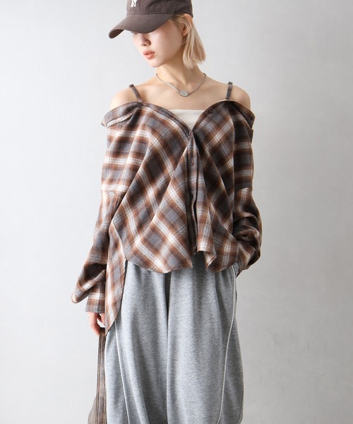 SpRay（スプレイ）の「ビエラチェック3WAYシャツ（シャツ/ブラウス・レディース・ブラック/グレー/ブラウン・FREE）」の11枚目の写真