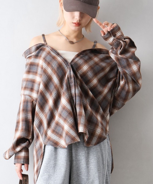 SpRay（スプレイ）の「ビエラチェック3WAYシャツ（シャツ/ブラウス・レディース・ブラック/グレー/ブラウン・FREE）」の12枚目の写真