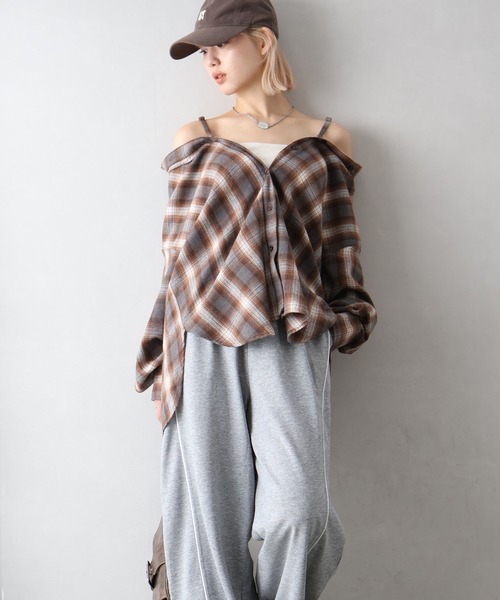 SpRay（スプレイ）の「ビエラチェック3WAYシャツ（シャツ/ブラウス・レディース・ブラック/グレー/ブラウン・FREE）」の13枚目の写真