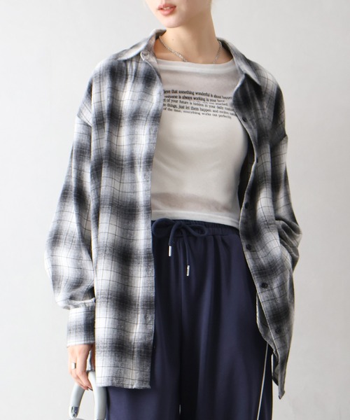 SpRay（スプレイ）の「ビエラチェック3WAYシャツ（シャツ/ブラウス・レディース・ブラック/グレー/ブラウン・FREE）」の15枚目の写真