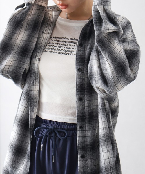 SpRay（スプレイ）の「ビエラチェック3WAYシャツ（シャツ/ブラウス・レディース・ブラック/グレー/ブラウン・FREE）」の17枚目の写真