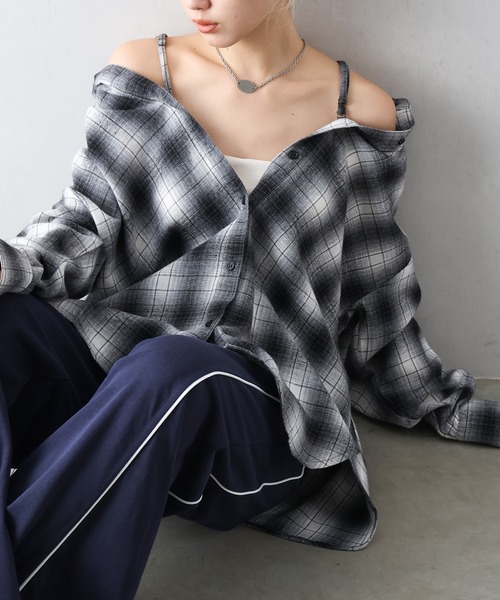 SpRay（スプレイ）の「ビエラチェック3WAYシャツ（シャツ/ブラウス・レディース・ブラック/グレー/ブラウン・FREE）」の19枚目の写真