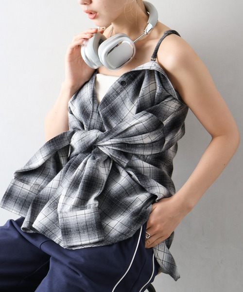 SpRay（スプレイ）の「ビエラチェック3WAYシャツ（シャツ/ブラウス・レディース・ブラック/グレー/ブラウン・FREE）」の20枚目の写真