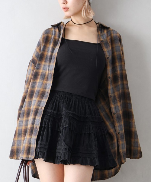 SpRay（スプレイ）の「ビエラチェック3WAYシャツ（シャツ/ブラウス・レディース・ブラック/グレー/ブラウン・FREE）」の21枚目の写真