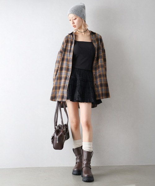 SpRay（スプレイ）の「ビエラチェック3WAYシャツ（シャツ/ブラウス・レディース・ブラック/グレー/ブラウン・FREE）」の22枚目の写真