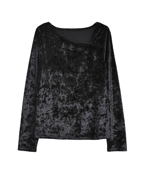 Re:EDIT(リエディ)の「クラッシュベロアアシンメトリーネック長袖トップス(Tシャツ/カットソー・レディース・ブラウン/ゴールド/ブラック/シルバー・MEDIUM)」の10枚目の写真