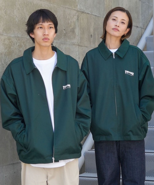 THRASHER（スラッシャー）の「TWILL WORK JACKET/THRASHER スラッシャー ツイル ワーク ジャケット カバーオール ブルゾン アウターワークウェア ストリート（ブルゾン・メンズ・ブラック/ダークグリーン・MEDIUM/X-LARGE/LARGE）」の2枚目の写真