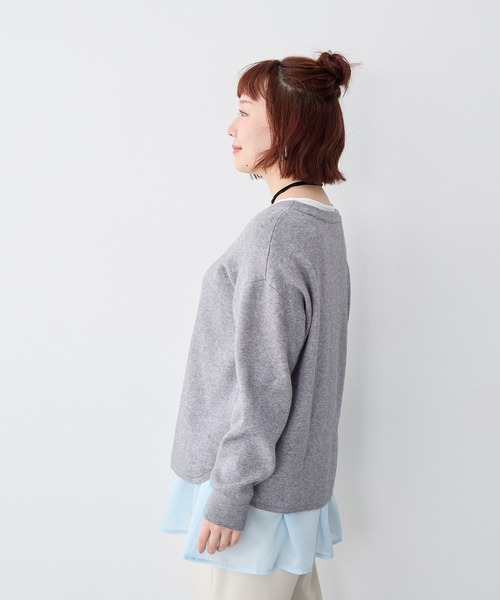anyfee(エニフィー)の「【anyfee/大きいサイズ】シアードッキング長袖レイヤードTシャツ/チュニック《ニット別売り》(Tシャツ/カットソー・レディース・アイボリー/サックスブルー・3L/5L/LL/4L)」の9枚目の写真