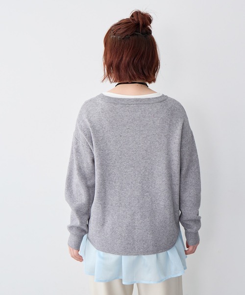 anyfee(エニフィー)の「【anyfee/大きいサイズ】シアードッキング長袖レイヤードTシャツ/チュニック《ニット別売り》(Tシャツ/カットソー・レディース・アイボリー/サックスブルー・3L/5L/LL/4L)」の10枚目の写真