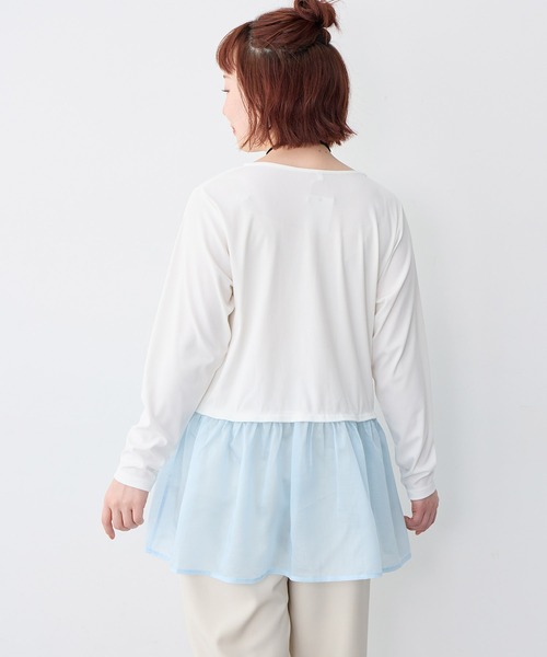 anyfee(エニフィー)の「【anyfee/大きいサイズ】シアードッキング長袖レイヤードTシャツ/チュニック《ニット別売り》(Tシャツ/カットソー・レディース・アイボリー/サックスブルー・3L/5L/LL/4L)」の20枚目の写真