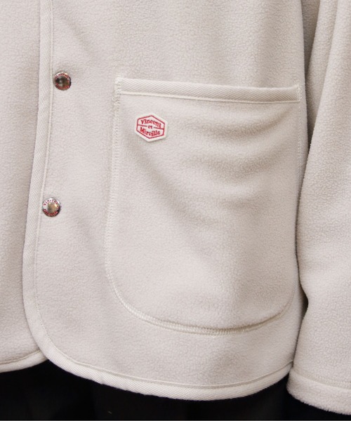 Vincent et Mireille(バンソンエミレイユ)の「VINCENT ET MIREILLE/ヴァンソン エ ミレイユ フリースカーディガン FLEECE CARDIGAN(カーディガン/ボレロ・レディース・ブラック/ベージュ/オフホワイト・36)」の6枚目の写真