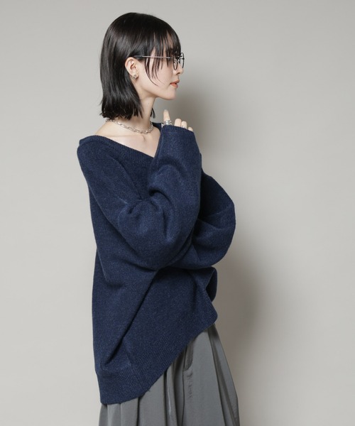 セール】Vネックワイドシルエット圧縮ニット（ニット/セーター）｜NANO