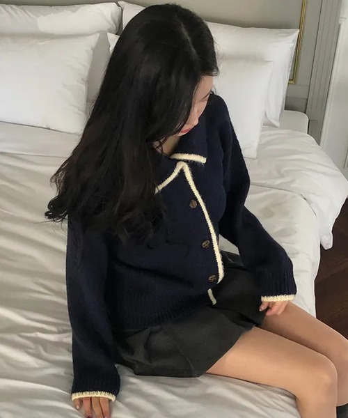 HALEY PESCA（ヘーリーペスカ）の「HALEY PESCA/襟付き　バイカラーフレンチニットカーディガン（カーディガン/ボレロ・レディース・アイボリー/グレー/ネイビー・FREE）」の16枚目の写真