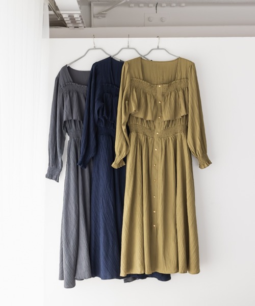 CLETTEオリジナルフロントボタンティアードデザインワンピース