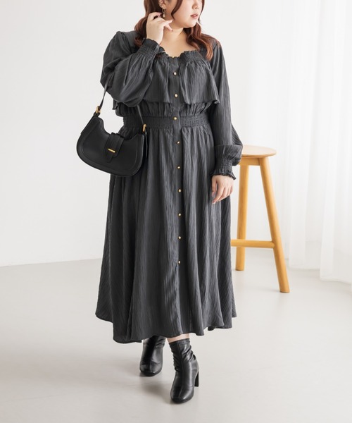 CLETTEオリジナルフロントボタンティアードデザインワンピース