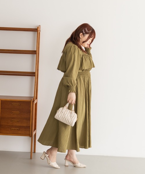 CLETTEオリジナルフロントボタンティアードデザインワンピース