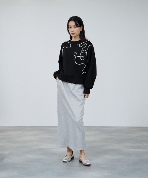 Mac-House(マックハウス)の「milli de l'airAIRier Code Art Sweat/エアリエコードアートスウェット(スウェット・レディース・ライトグレー/ブラック/オフホワイト・M)」の8枚目の写真