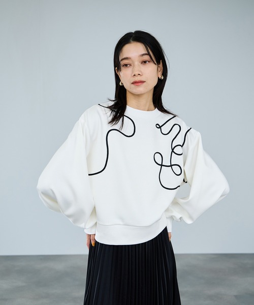Mac-House(マックハウス)の「milli de l'airAIRier Code Art Sweat/エアリエコードアートスウェット(スウェット・レディース・ライトグレー/ブラック/オフホワイト・M)」の14枚目の写真