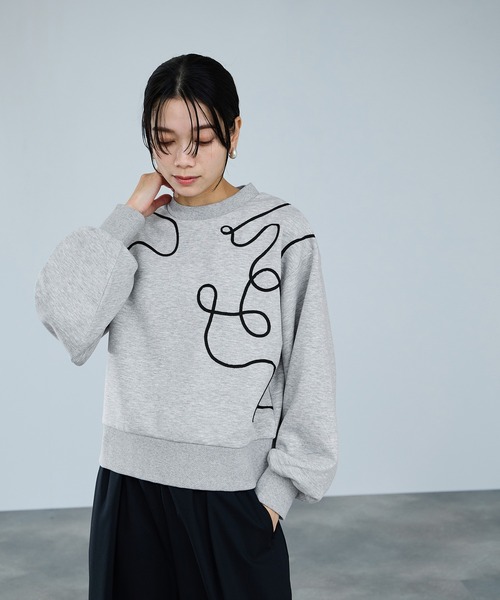 Mac-House(マックハウス)の「milli de l'airAIRier Code Art Sweat/エアリエコードアートスウェット(スウェット・レディース・ライトグレー/ブラック/オフホワイト・M)」の17枚目の写真
