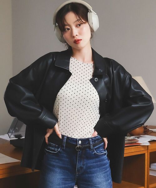 le.coeur blanc（ルクールブラン）の「シアーラメフロッキードットプルオーバー（Tシャツ/カットソー・レディース・ブラウン系その他2/ブラック系その他/ホワイト系その他・38）」の2枚目の写真