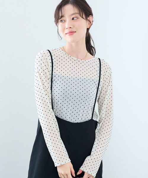 le.coeur blanc（ルクールブラン）の「シアーラメフロッキードットプルオーバー（Tシャツ/カットソー・レディース・ブラウン系その他2/ブラック系その他/ホワイト系その他・38）」の11枚目の写真