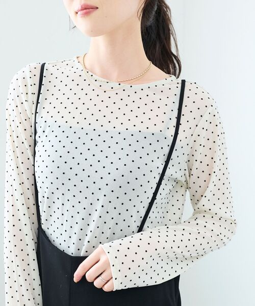 le.coeur blanc（ルクールブラン）の「シアーラメフロッキードットプルオーバー（Tシャツ/カットソー・レディース・ブラウン系その他2/ブラック系その他/ホワイト系その他・38）」の10枚目の写真