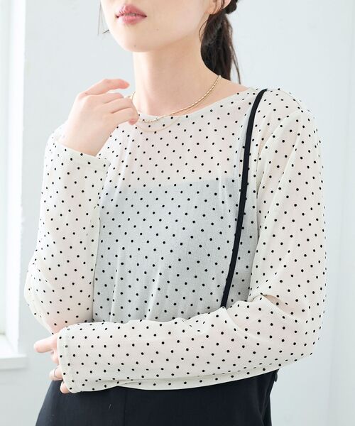 le.coeur blanc（ルクールブラン）の「シアーラメフロッキードットプルオーバー（Tシャツ/カットソー・レディース・ブラウン系その他2/ブラック系その他/ホワイト系その他・38）」の9枚目の写真