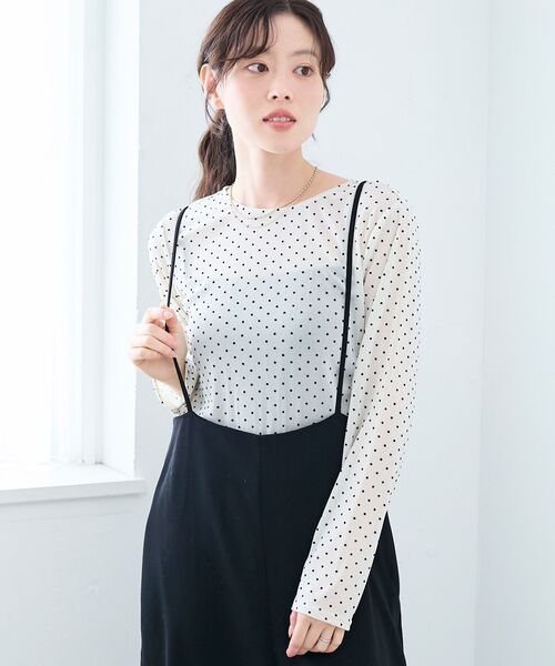 le.coeur blanc（ルクールブラン）の「シアーラメフロッキードットプルオーバー（Tシャツ/カットソー・レディース・ブラウン系その他2/ブラック系その他/ホワイト系その他・38）」の8枚目の写真