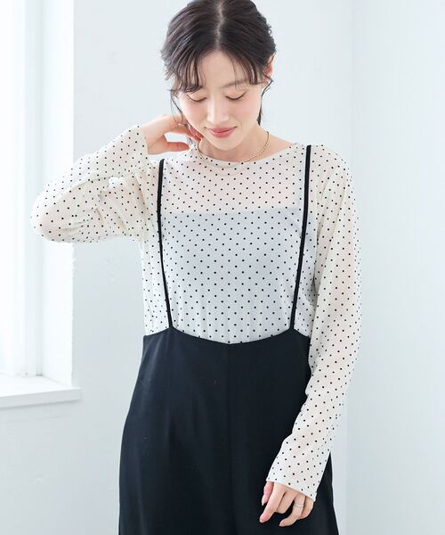 le.coeur blanc（ルクールブラン）の「シアーラメフロッキードットプルオーバー（Tシャツ/カットソー・レディース・ブラウン系その他2/ブラック系その他/ホワイト系その他・38）」の7枚目の写真