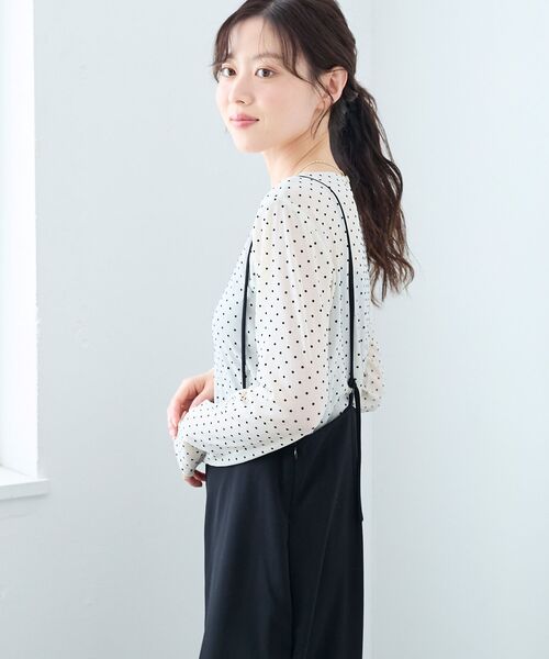 le.coeur blanc（ルクールブラン）の「シアーラメフロッキードットプルオーバー（Tシャツ/カットソー・レディース・ブラウン系その他2/ブラック系その他/ホワイト系その他・38）」の6枚目の写真