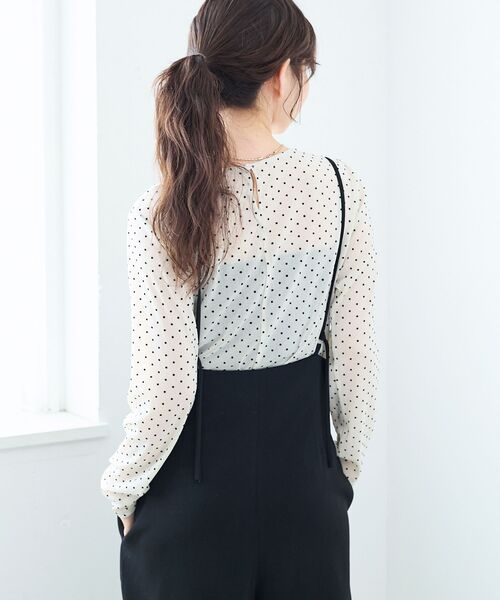 le.coeur blanc（ルクールブラン）の「シアーラメフロッキードットプルオーバー（Tシャツ/カットソー・レディース・ブラウン系その他2/ブラック系その他/ホワイト系その他・38）」の5枚目の写真