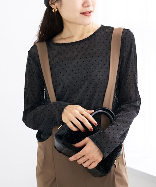 le.coeur blanc（ルクールブラン）の「シアーラメフロッキードットプルオーバー（Tシャツ/カットソー・レディース・ブラウン系その他2/ブラック系その他/ホワイト系その他・38）」の17枚目の写真