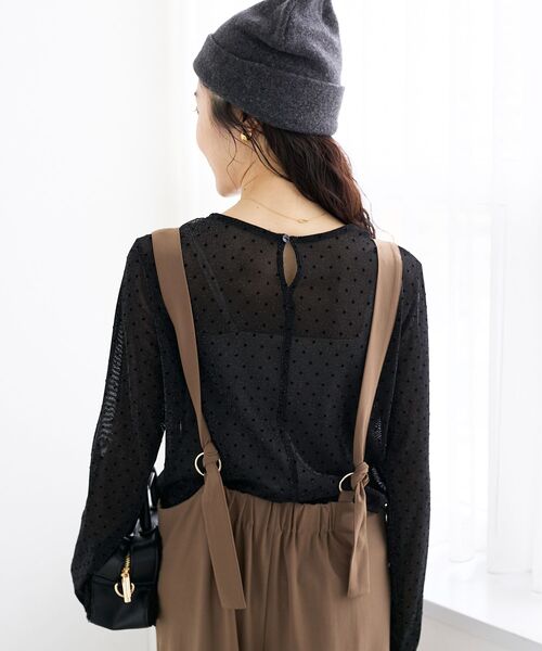 le.coeur blanc（ルクールブラン）の「シアーラメフロッキードットプルオーバー（Tシャツ/カットソー・レディース・ブラウン系その他2/ブラック系その他/ホワイト系その他・38）」の18枚目の写真