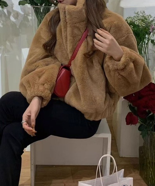 SallyLunn(サリーラン)の「もこもこスタンドカラーブルゾン(ブルゾン・レディース・ベージュ/ホワイト/ブラック・MEDIUM/LARGE)」の7枚目の写真