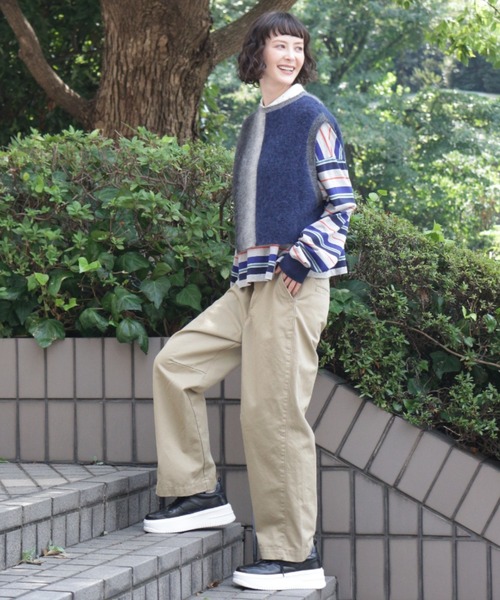 H.A.K(ハク)の「衿クリスタルビジュー クロップドラガーシャツ(Tシャツ/カットソー・レディース・ピンク/杢グレー・FREE)」の5枚目の写真
