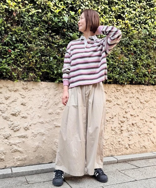 H.A.K(ハク)の「衿クリスタルビジュー クロップドラガーシャツ(Tシャツ/カットソー・レディース・ピンク/杢グレー・FREE)」の10枚目の写真