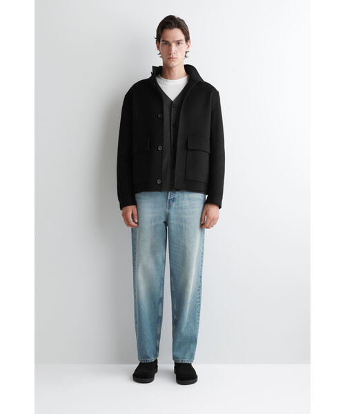 COS ウールブルゾン ブラック OVERSIZED BOILED-WOOL JACKET オーバー