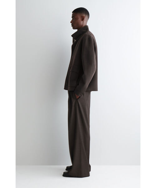 COS メリノウール ハリントンジャケット ブラウン ジップアップブルゾン COS メリノウール ハリントンジャケット ブラウン ジップアップ