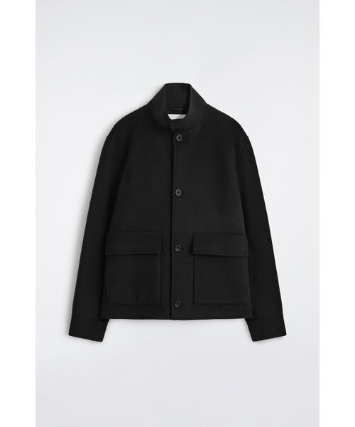 COS メリノウール ハリントンジャケット ブラウン ジップアップブルゾン