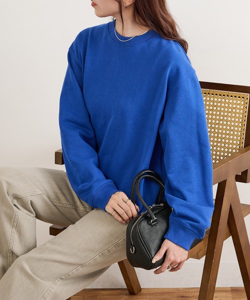 United Athle（ユナイテッドアスレ）の「程よい薄さでこれからの時期に活躍！【United Athle】8.8オンス オーセンティック クルーネック スウェット 薄手 裏パイル 裏毛 ボックスシルエット オーバーサイズ 5399（スウェット・レディース・ダークグリーン/ネイビー/ホワイト/ブラック/インディゴブルー/スミクロ/グレー/ナチュラル/アッシュ/ライトイエロー/バーガンディー/レッド/ゴールド/ブルー/グレイッシュベージュ/チョコ/ライトブルー/ヘザーグレー・S/M/L/XL）」の14枚目の写真