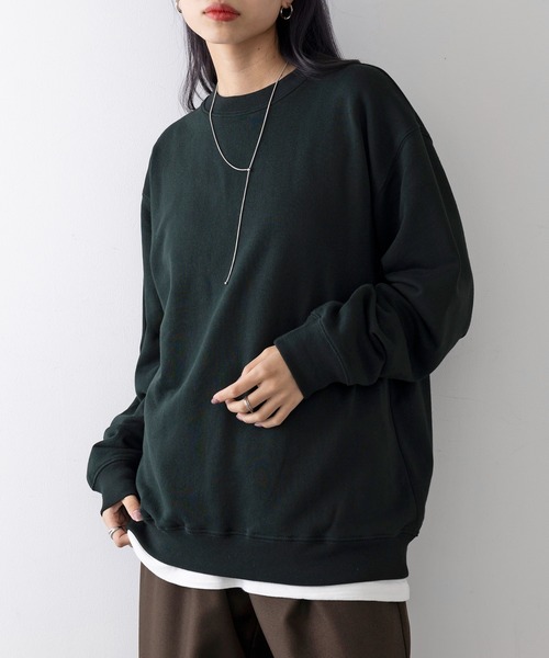 United Athle（ユナイテッドアスレ）の「程よい薄さでこれからの時期に活躍！【United Athle】8.8オンス オーセンティック クルーネック スウェット 薄手 裏パイル 裏毛 ボックスシルエット オーバーサイズ 5399（スウェット・レディース・ダークグリーン/ネイビー/ホワイト/ブラック/インディゴブルー/スミクロ/グレー/ナチュラル/アッシュ/ライトイエロー/バーガンディー/レッド/ゴールド/ブルー/グレイッシュベージュ/チョコ/ライトブルー/ヘザーグレー・S/M/L/XL）」の10枚目の写真