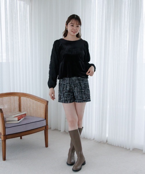 flower（フラワー）の「ツイードショートパンツ（その他パンツ・レディース・ブラック/グレー・FREE）」の4枚目の写真