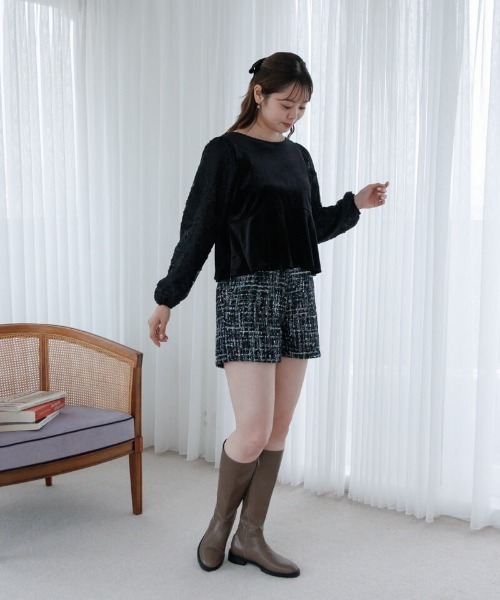 flower（フラワー）の「ツイードショートパンツ（その他パンツ・レディース・ブラック/グレー・FREE）」の5枚目の写真