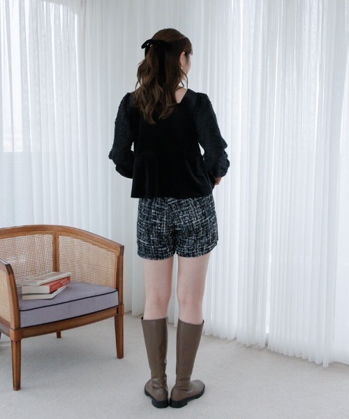 flower（フラワー）の「ツイードショートパンツ（その他パンツ・レディース・ブラック/グレー・FREE）」の6枚目の写真