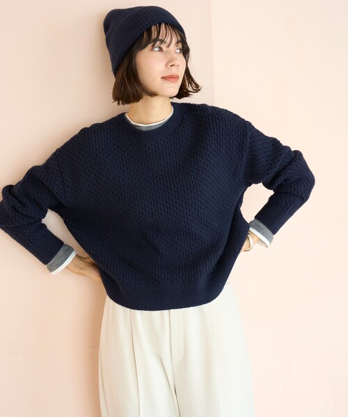 UNFILO(アンフィーロ)の「ふわふわニット メッシュプルオーバー(ニット/セーター・レディース・ピンク系/ライトグレー系/ブラウン系/ネイビー系/スカイブルー系/ベージュ系・X-LARGE)」の8枚目の写真