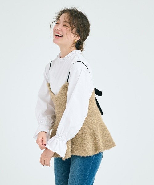 coca（coca）（コカ）の「シャギーラメニットリボンビスチェ（ニット/セーター・レディース・ベージュ/チャコール・L/M）」の11枚目の写真