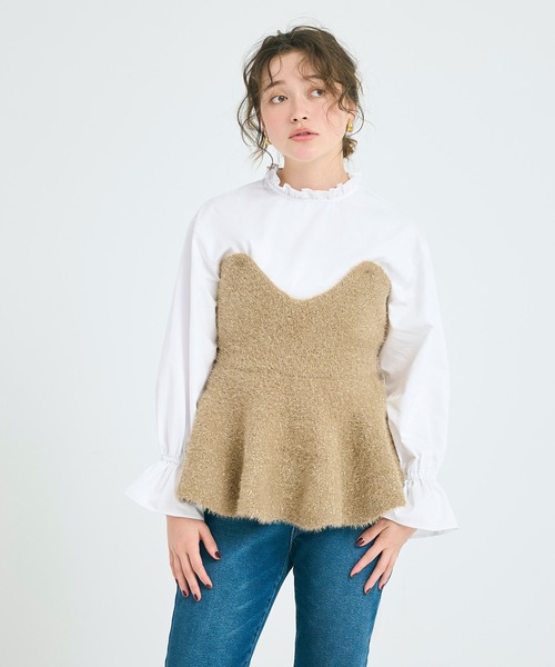 coca（coca）（コカ）の「シャギーラメニットリボンビスチェ（ニット/セーター・レディース・ベージュ/チャコール・L/M）」の15枚目の写真