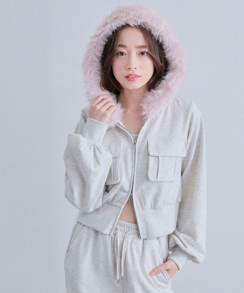 OLIVE des OLIVE(オリーブデオリーブ)の「ZIPパーカー(パーカー・レディース・ブラック/オートミール/その他・FREE)」の1枚目の写真