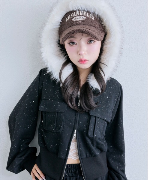 OLIVE des OLIVE(オリーブデオリーブ)の「ZIPパーカー(パーカー・レディース・ブラック/オートミール/その他・FREE)」の2枚目の写真